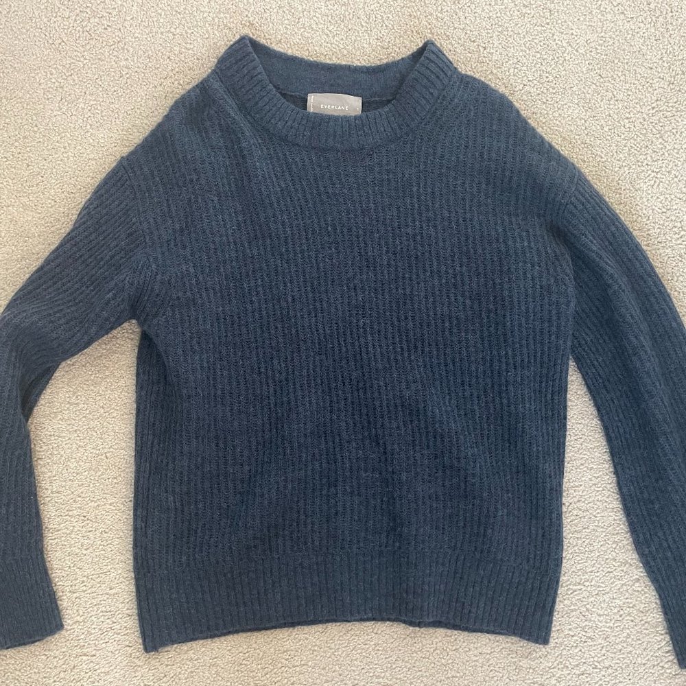 Everlane Alpaca Crew heathered blue, size small